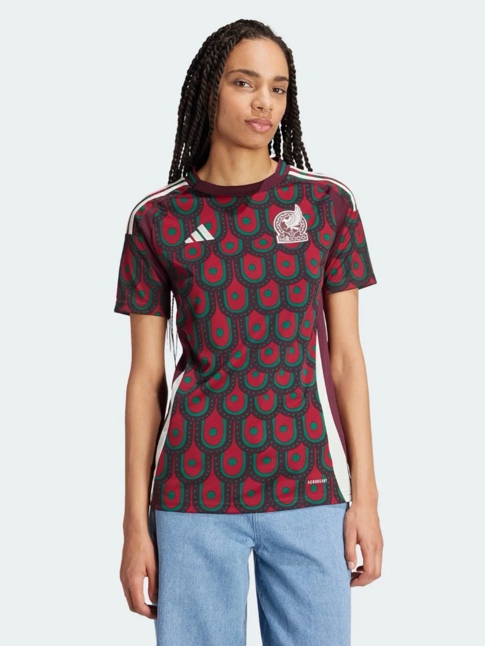 Adidas mexico women's standard 2024 home fan jersey S red green print